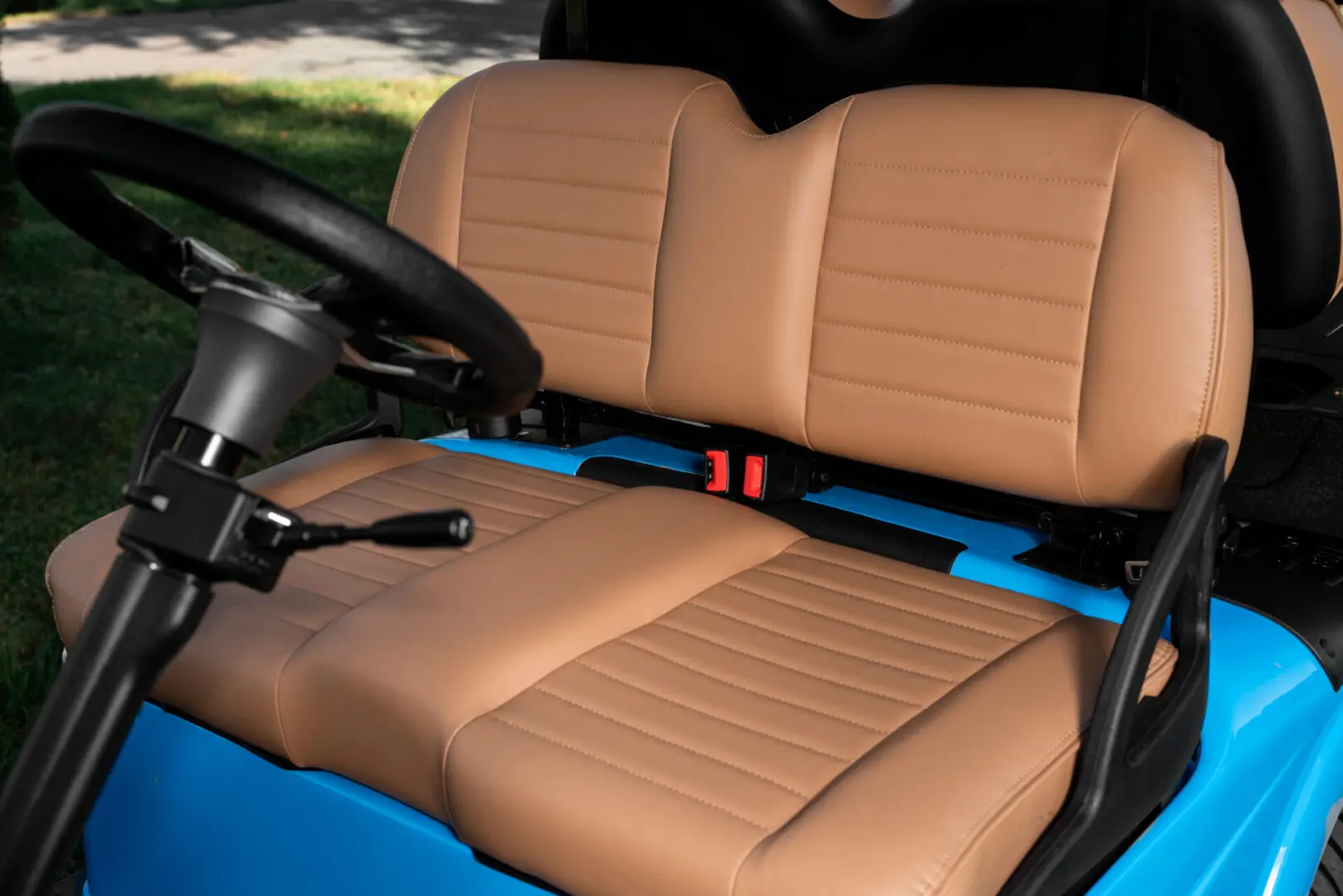 A close up of the seats in an electric vehicle