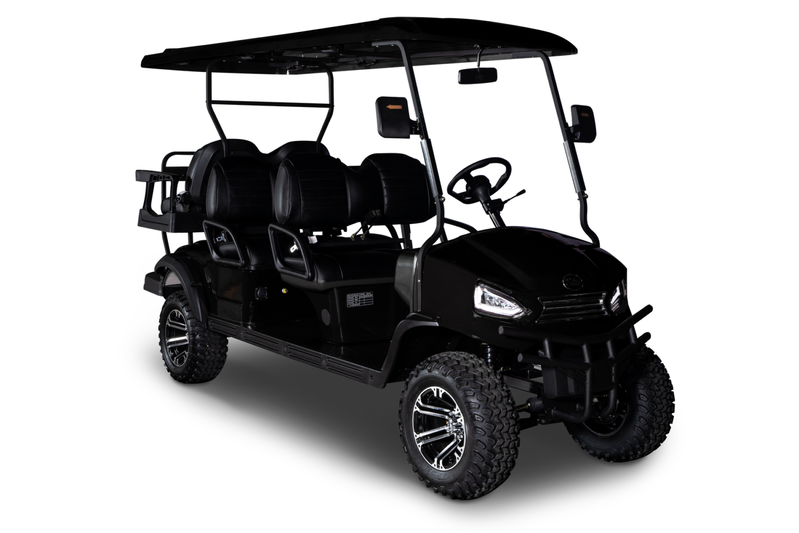 A black golf cart is shown in this picture.